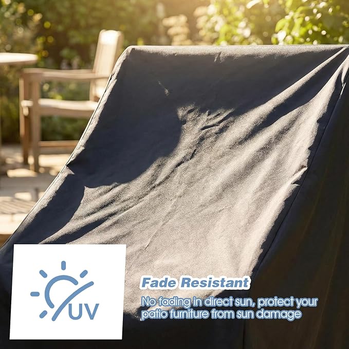 COMNICO 2 Pack Waterproof Outdoor Chair Covers, High Back Stackable Weatherproof Patio Lawn Furniture Covers for Protecting Dining Seating Garden Wicker Sofa, 27" W x 30" D x 42" H