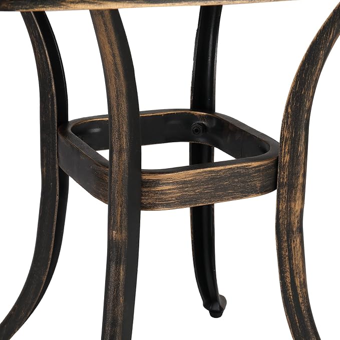 Bonnlo 21 Inch Cast Aluminum Outdoor Side Table with Umbrella Hole, Anti-Rust Coffee Bistro Table for Outdoor, Patio, Garden, Porch, Balcony End Table (Square, Bronze)