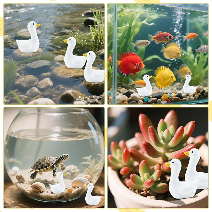 100pcs Mini Gooses Resin Animal Figurines - Handcrafted Small Desk Goose Decor for DIY Crafts, Micro Landscape Ornaments, Aquarium Potted Ornament,Miniature Geese Animal Statues to Hide﻿