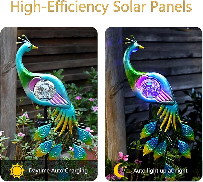 Solar Garden Decorative Lights, Garden Decor Solar Lights Peacock Lawn Light, for Yard Outdoor Decorations Ground Inserted Waterproof Yard Lamp LED (Blue)