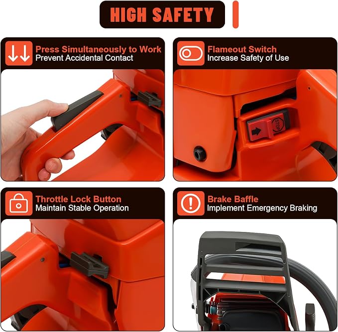 28In Gas Chainsaw, 71CC 2 Stroke Gas Powered Chainsaw, 10000Rpm High Speed Handheld Cordless Petrol Chain Saw, for Garden Pruning, Forest Logging, Chopping Wood