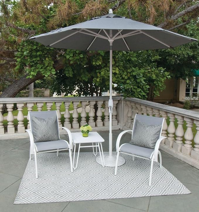 Treasure Garden 9-Foot Patio Umbrella - Outdoor Furniture Market Umbrella – Auto Tilt – Bronze Aluminum Frame (Obravia, Khaki)