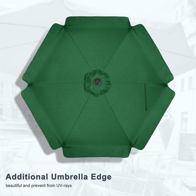 MASTERCANOPY 7.5ft Patio Umbrella with Valance, Crank and Tilt – 6 Ribs Outdoor Market Umbrella, UV/Fade Resistant, Waterproof Canopy with Wind Vent for Garden, Deck, Backyard, Pool (Forest Green)