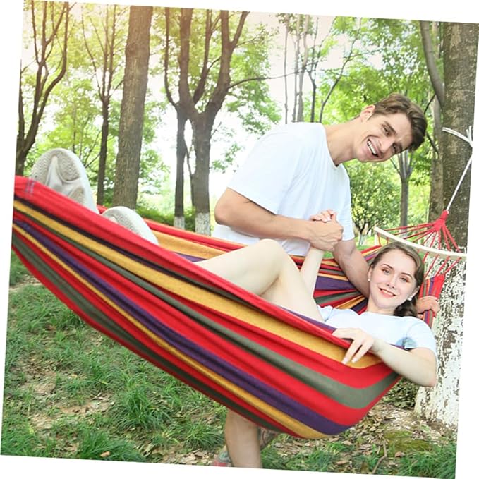 SUPVOX Canvas Hammock Garden Swing Outdoor Hammock Roll Leisure Portable Folding Camping