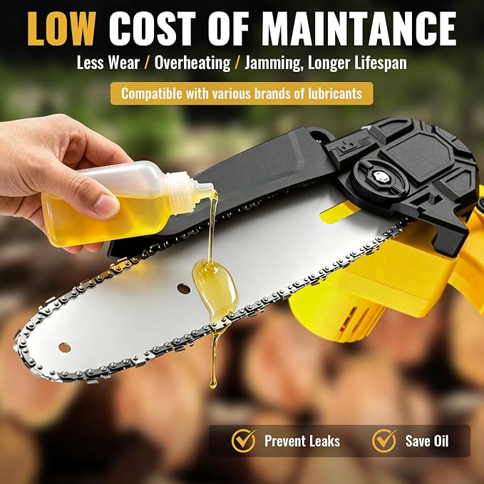 Mini Chainsaw Cordless,6-inch Electric Chain Saw with 2 Lithium Battery Powered,Hand Held Saw for Tree Trimming and Wood Cutting,Best Garden Tools,Unique Gift for boyfriend,father,Men,Yellow