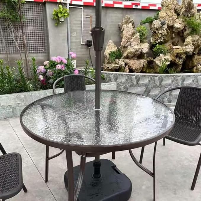 36" Round Glass Table Top with 2 Inch Umbrella Hole, 3/16" Thick Flat Polished Edge Tempered Finished for Patio, and Outdoor Tables, Only Glass (36 inch)