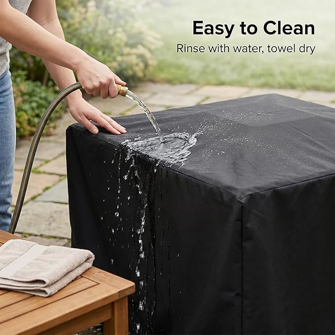 WOMACO Heavy Duty Square Patio Fire Pit/Table Cover, Waterproof Outdoor Furniture Cover (48" x 48" x 29", Black)
