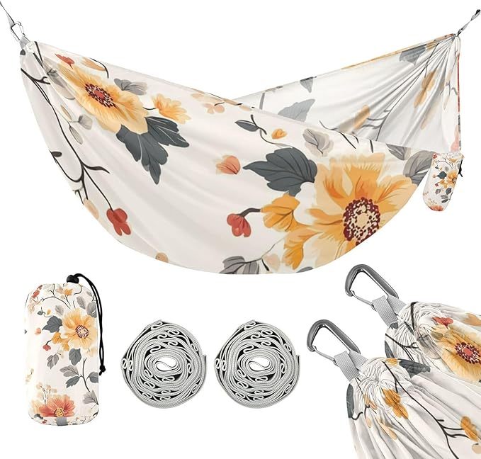 Vintage Flower Camping Hammocks Rope Hammock for Patio Backyard Lounge Base