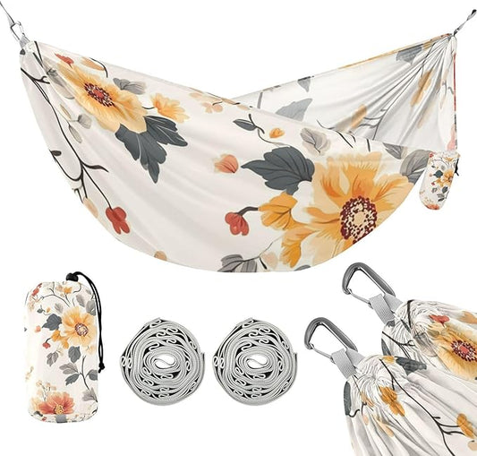 Vintage Flower Camping Hammocks Rope Hammock for Patio Backyard Lounge Base