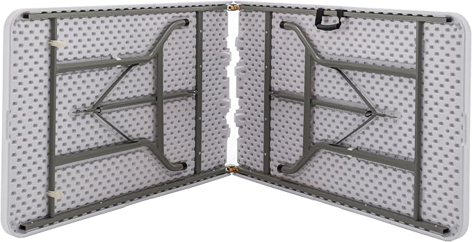 BTEXPERT Set of 5, 8-Foot - 96" Long White Plastic Folding Table Portable 30" Wide, 29" High, Indoor Outdoor Events Banquet Dining Party Patio