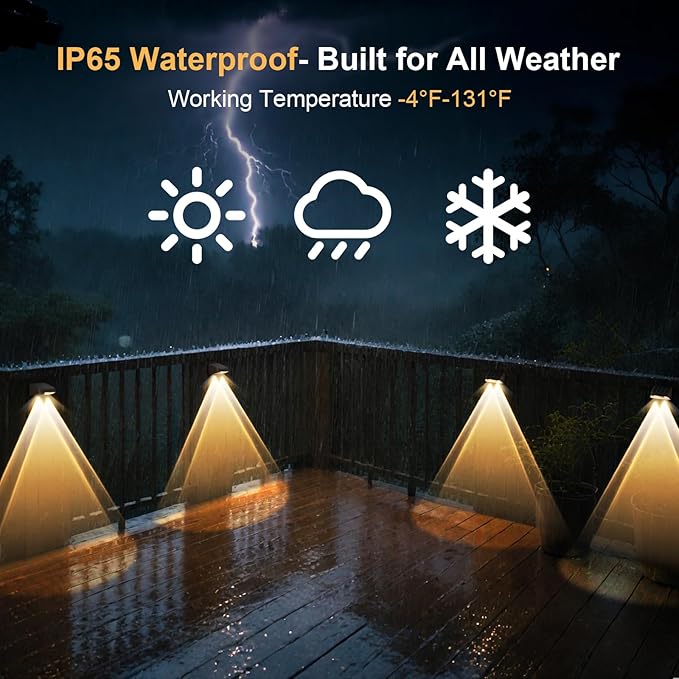 Long Lasting Solar Fence Lights Outdoor,3000/4000/6000K,Deck Lights Waterproof,Perfect for Winter and Rainy Days,Dusk to Dawn High Brightness Solar Lighting for Wall,Step,Yard,Patio,Backyard(12 Pack)