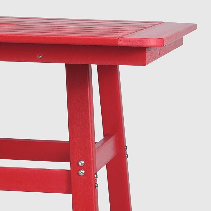 WestinTrends Malibu Square Outdoor Patio Bistro Bar Table with Umbrella Hole 42" Tall, Red
