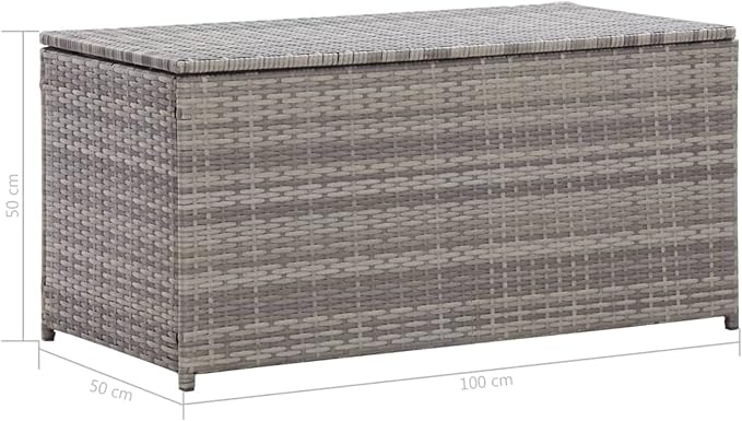 Festnight Patio Storage Box Deck Box for Patio Furniture, Outdoor Cushions, Garden Tools and Pool Toys Poly Rattan 39.4"x19.7"x19.7" Gray