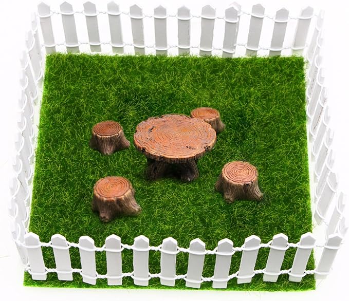 35 Inches White Mini Fairy Garden Fence Small Wood Decorative Picket Fence DIY Micro Landscape Miniature Ornaments for Dollhouse, Crafts, Diorama Project, Plant Pot