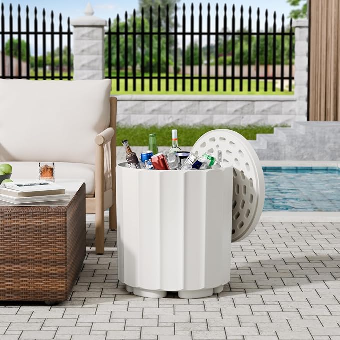 FONTOI Outdoor Cooler Side Table 2 Pack, 2 in 1 Ice Chest Side Table,as Cooler Side Table,Cooler Table for Patio, Parties Picnics, Beach