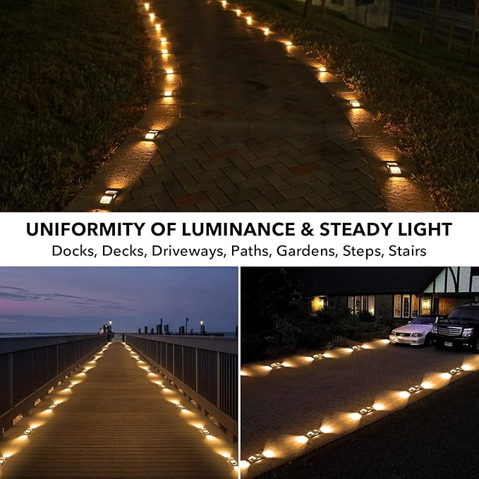 AGPTEK Solar Driveway Lights 1 Pack, Outdoor Deck Dock Marine LED Solar Powered Waterproof Driveway Marker Lights for Warning Step, Sidewalk, Pathway, Garden, Yard (Warm White)