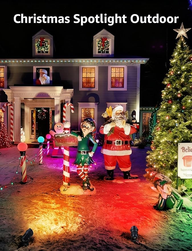 SUNVIE 12W RGB Color Changing Landscape Lights Low Voltage LED Landscape Lighting Remote Control Spotlight Waterproof Garden Yard Halloween Christmas Decoration Outdoor, 8 Pack with Connector