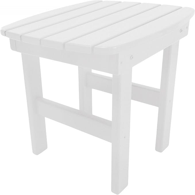 Original Pawleys Island White Outdoor Side Table, Eco-Friendly Durawood, Stainless Steel Hardware, Mortise and Tenon Joints, Fit N Finish Design, Handcrafted in The Carolinas
