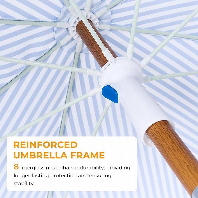 HOMEDEMO Boho Umbrella, Outdoor Umbrella with UPF50+ Sun Protection, Premium Aluminum Pole & Fiberglass Ribs, Includes Hanging Hook