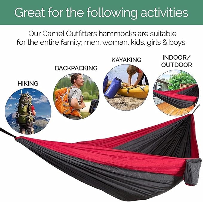 NOBRIM Camping Hammock Light Portable Hammock Nylon Color Matching Hammock Outdoor High Capacity for Double Person Recreation Vacation