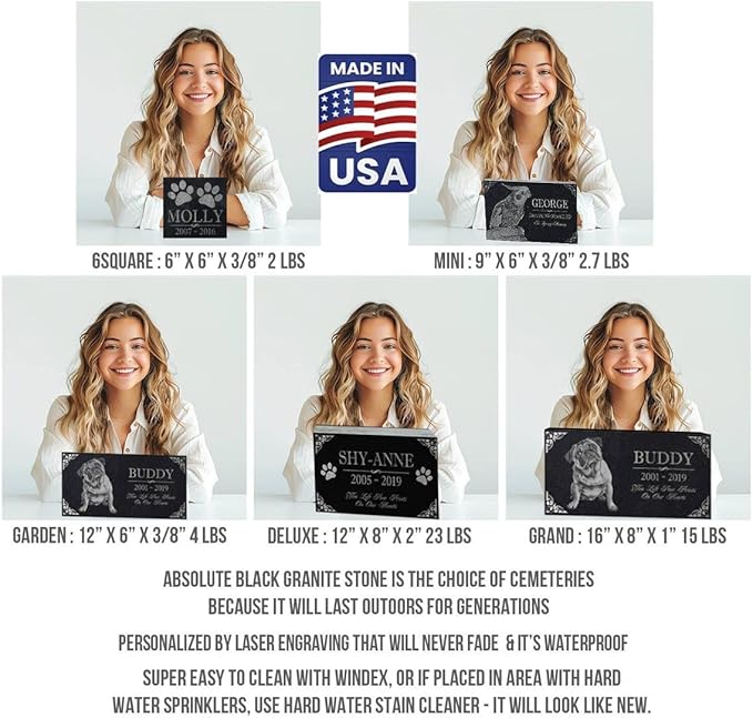 Memorial Headstone for Outdoors | Tombstone for Cemetery | Weatherproof Grave Marker | Memorial Cross | Yard Plaque | Decorations for Celebration of Life