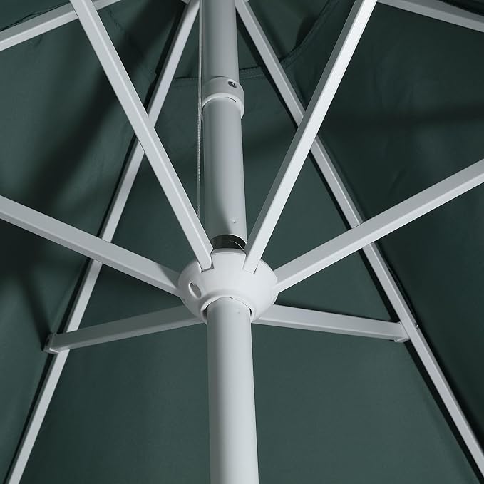 JONATHAN Y UMB1001 Collins 9 ft. Classic Cottage Tassel Market Patio Umbrella with Auto-Tilt, Crank, Wind Vent and UV Protection