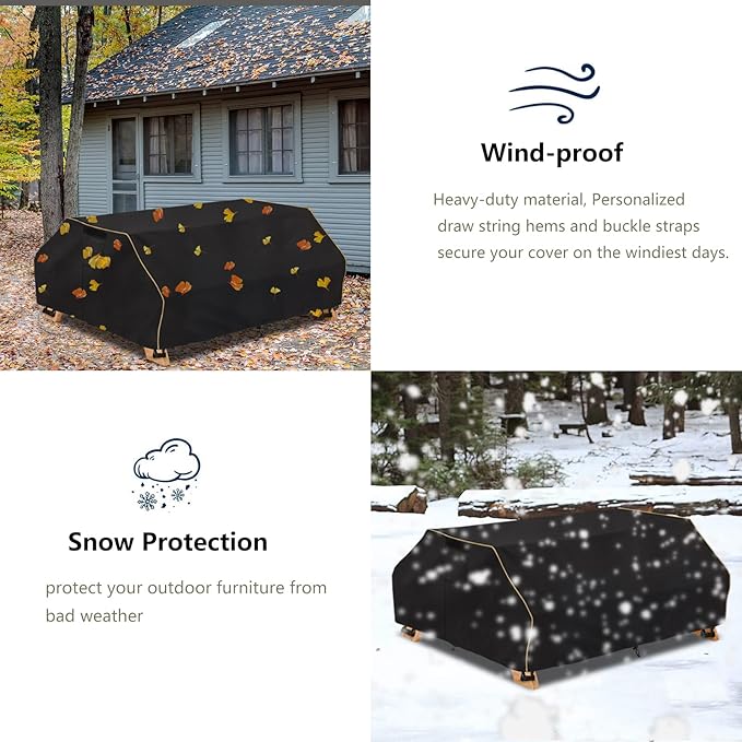 Bitubi 96 Inch Waterproof Picnic Table Cover With Bench Covers,Classic Black Wind Dust Proof Anti-UV, 96”Outdoor Cover For Picnic Table