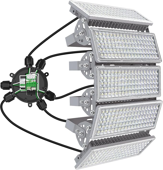 Kekeou 500W LED Stadium Lights 70000LM LED Flood Light Outdoor, 6500K Daylight Super Bright Arena Light, IP67 Waterproof Field Lights 180° Adjustable Angle for Sport, Parking Lot and Courts