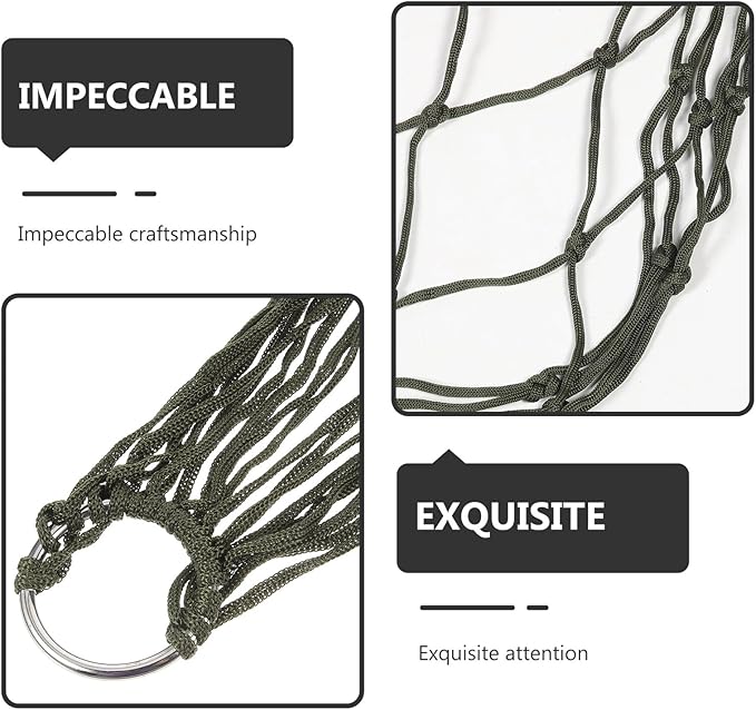 Milisten Military Green Hammock with Thickened Nylon Rope Net 240x80cm Outdoor Camping and Indoor Swing Hammock Set with Rope and Carry Bag for Patio Backyard and Travel