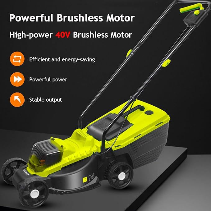 Self-Propelled Lawn Mower Cordless, 40V Brushless Electric Lawn Mower with 3-Position Cutting Height Adjustment, Included 2x4.0Ah Battery, for Lawns & Garden