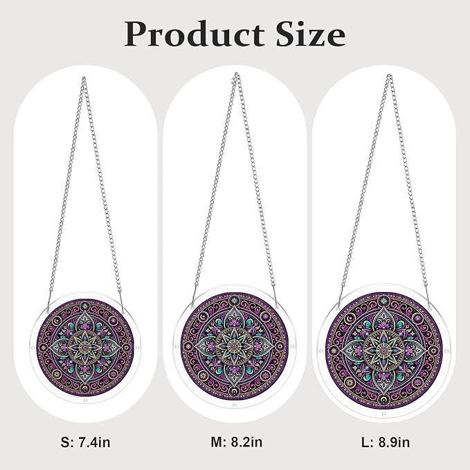 Acrylic Puzzle Suncatcher, Sun Catchers Puzzle for Window Hanging | 7.4 Inch Purple Mandala DIY Suncatcher Puzzle Gifts for Adults, Women, Men, Wife, Mom, Home & Garden Decor
