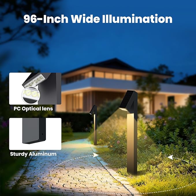SOTTLOT Solar Walkway Light, Dimmable Metal Solar Pathway Light Outdoor IP65 Waterproof, 3000K 500LM Solars Yard Lights for Yard Garden Patio Landscape Lawn