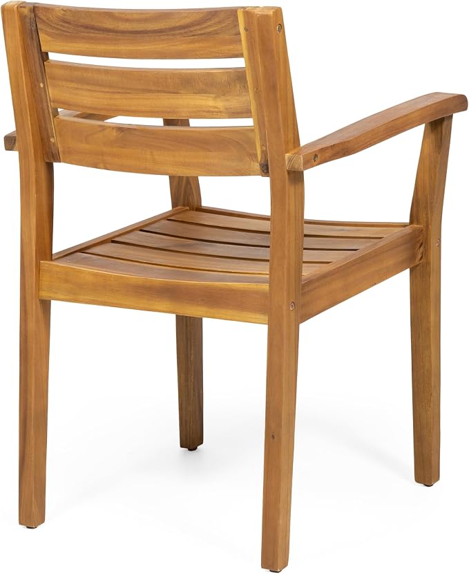 7-Piece Acacia Wood Outdoor Dining Set with 6 Chairs and Expandable Table, Teak Finish - Weather-Resistant Patio Furniture for Backyard, Garden, and Deck
