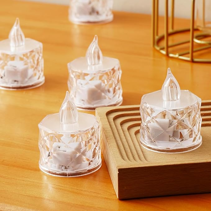 12 PCS flameless tealight Candles, Battery Operated Flickering Tea Lights. Suitable for Mother's Day, Weddings, Anniversaries, and Centerpiece Decorations