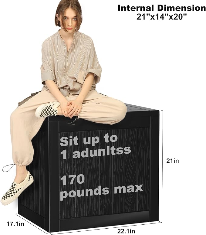 30 Gallon Waterproof Outdoor Resin Deck Box with Lockable Lid, Minimalist Wood Grain Pattern, Easy Assembly Features and Convenient Handles For Cushion, Pillows and other Patio Furniture (Black)