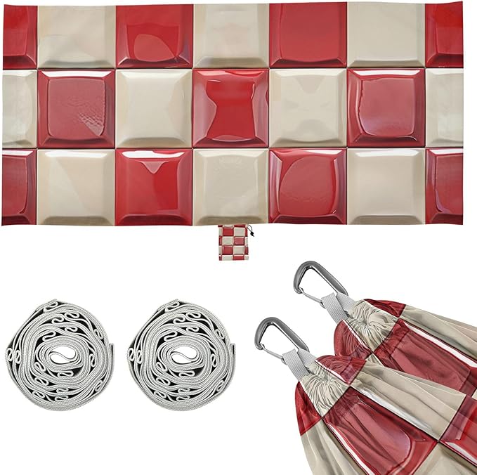 Red and White Checkerboard 330lb Capacity Camping Hammocks with Portabl Carry Bag Swing Hammock for Outside Patio Garden jamaca para Patio