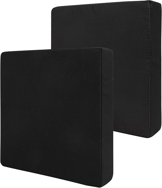 FUNHOME Outdoor Cushion Covers 22 x 22 x 4 inch,Set of 2,Non-Slip Grips Bottom,Replacement Cushion Covers for Garden Patio Furniture Couch Chair,Fade-Resistant Slipcover Only,No Insert(Black)