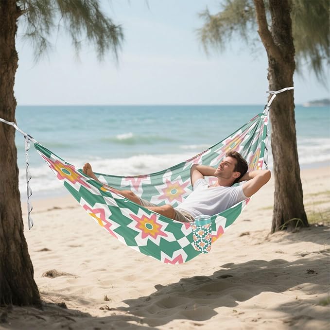 Orange-Green Star 330lb Capacity Hammocks with Hanging Rope Cloth Hammock for Indoor Outdoor Patio hamacas para Deck