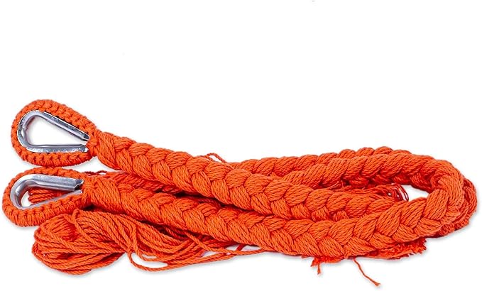 Novica Handmade Veranda in Orange Cotton Rope Hammock (Single)