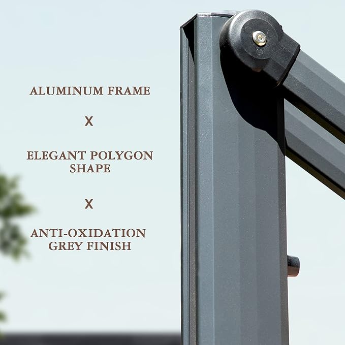 Sophia & William 10ft Cantilever Patio Umbrella with Base - 360° Rotation & Infinite Tilt, Outdoor Market Umbrella with Solution-Dyed Fade-Resistant Fabric & Aluminum Frame