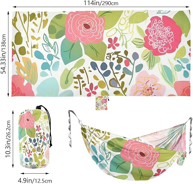 Spring Colorful Flowers 330lb Capacity Hammocks for Camping with Tree Straps Swing Hammock for Outside Patio Garden accesorios para Camping