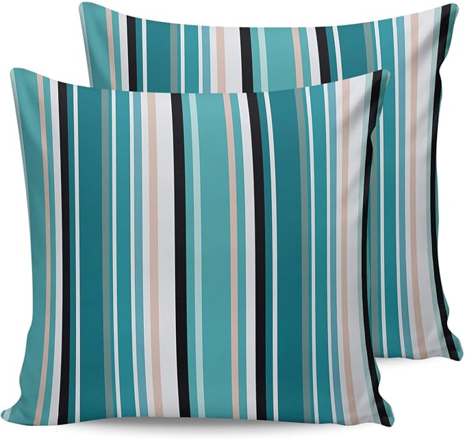 Outdoor Waterproof Pillow Covers for Patio Furniture Simple Stripe Decorative Throw Pillow Cover Geometric Pattern Pillowcases Set of 2 Cushion Case for Sofa Couch Chair Home Decor 24x24 inch