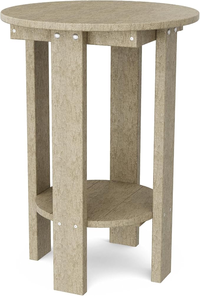 Wildridge Heritage Balcony Table, Weathered Wood - Outdoor Weather Resistant Recycled Plastic Furniture for Patio