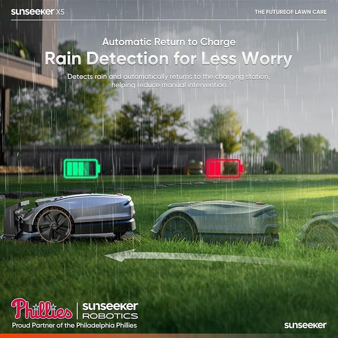 Sunseeker X5 AWD Robot Lawn Mower, 0.5 Acre / 21,780 Sq. Ft., Wireless No Boundary Wire Mower with RTK Vision Navigation, AI Obstacle Avoidance, App Control