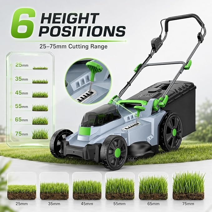 40V Cordless Lawn Mower, 17-Inch Walk Behind Lawnmower with 2 x 20V 4.0Ah Battery, Brushless Motor, 6 Cutting Heights, 50L Grass Bag, for Garden/Patio/Yard/Lawn
