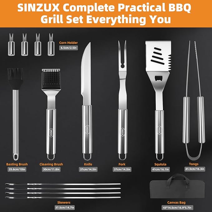 15PCS Stainless Steel BBQ Grill Accessories Set, Dad Gifts for Fathers Day Grilling Gifts, Portable Practical Grill Tool Utensils Kit with Storage Bag for Outdoor Grill Camping Backyard Cooking