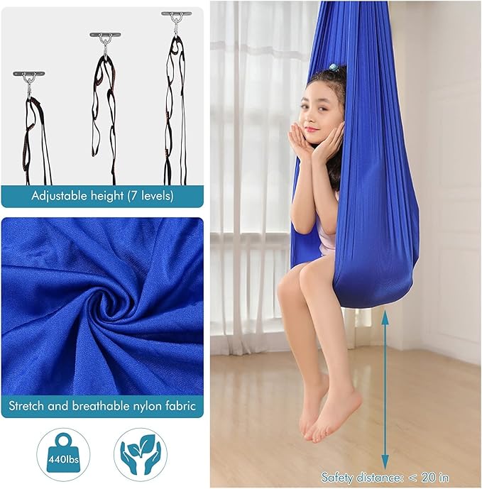 Adults Therapy Sensory Swing Hammock for Autism, with Hardware Adjustable Snuggle Cuddle Hammock Chair Has Calming Effect On Children with Special Needs