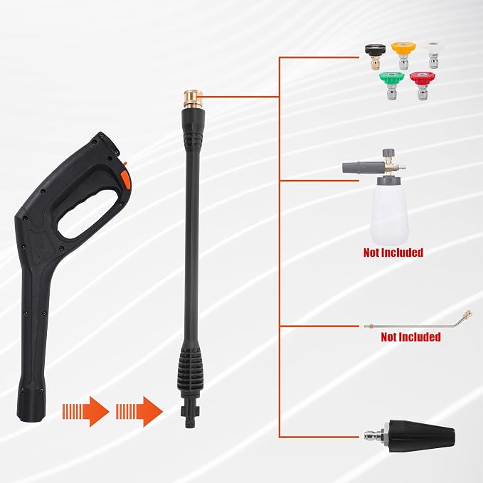 FIXFANS Pressure Washer Gun Kit, Replacement Pressure Washer Extension Wand with Nozzle– Compatible with Some of Portland Husky Black Decker Ford Pulsar ShopForce Taskforce Powerwasher Taskmaster