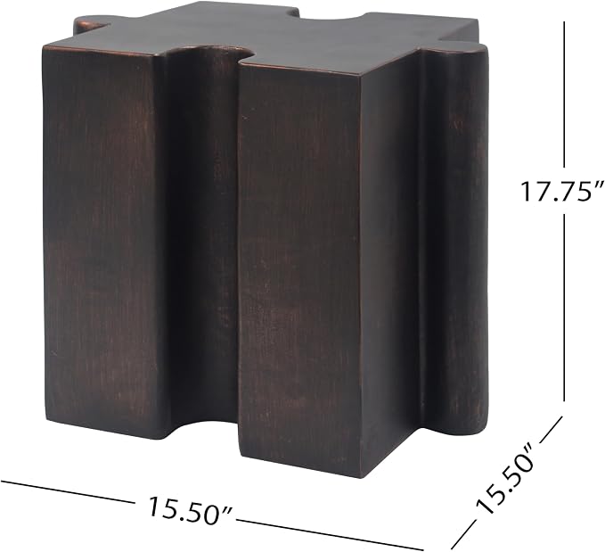 Christopher Knight Home Daton Interlocking Puzzle Outdoor Side Table, Lightweight Concrete Patio Coffee Table, Concave Edge MGO Modular End Table, Creative Set Up for Indoor&Outdoor Use, Copper