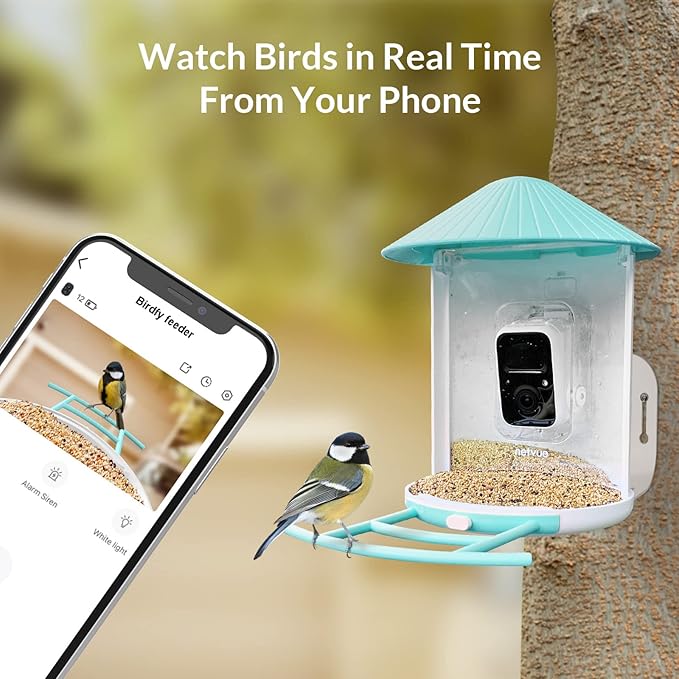 Birdfy Smart Bird Feeder with Camera Solar Power, Smart AI Birdwatching Camera, Auto Capture & Notify, Clear Day & Color Night Video & Pictures, Ideal Gift for Lover